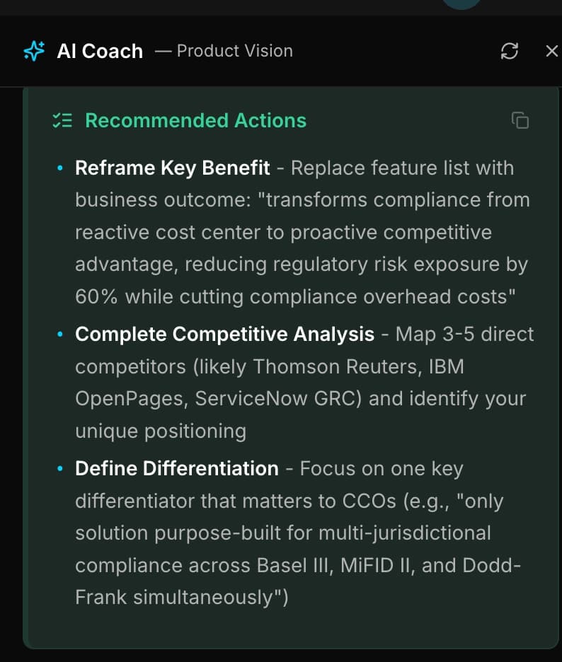 AI recommended actions