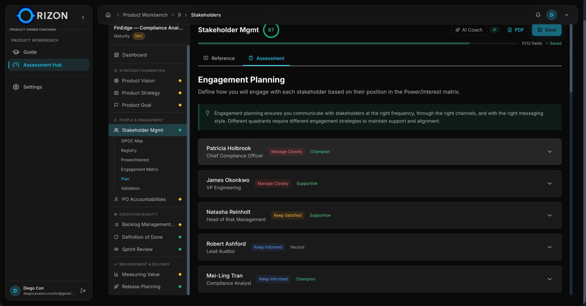 Stakeholder Management engagement planning