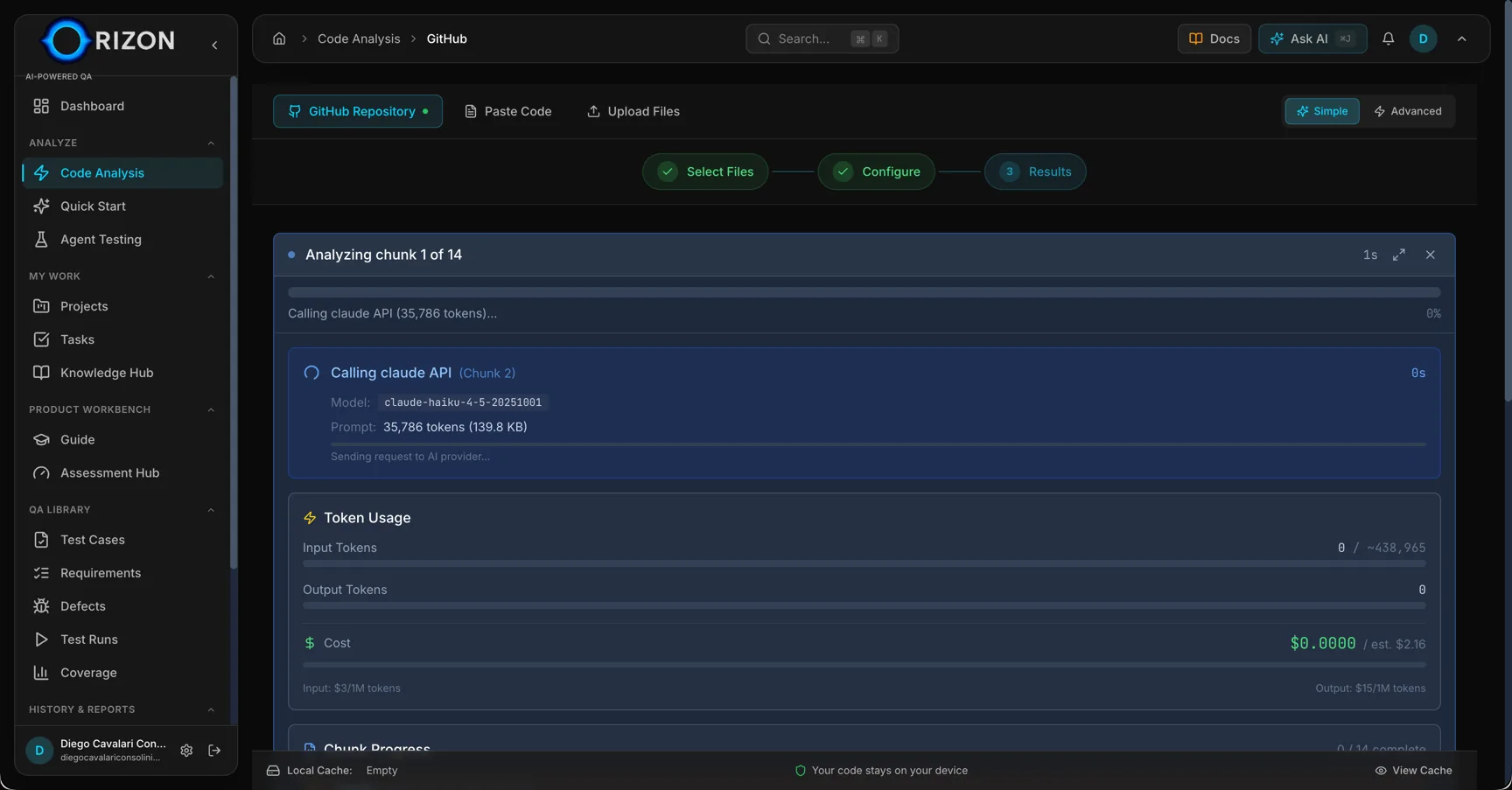 AI analyzing codebase with Claude API
