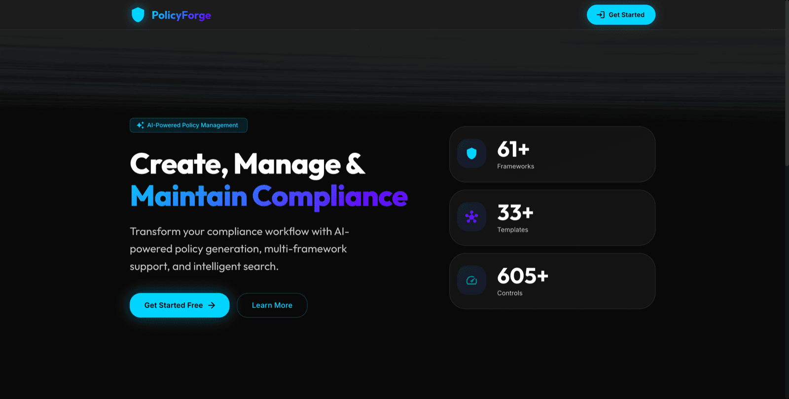 PolicyForge policy management interface